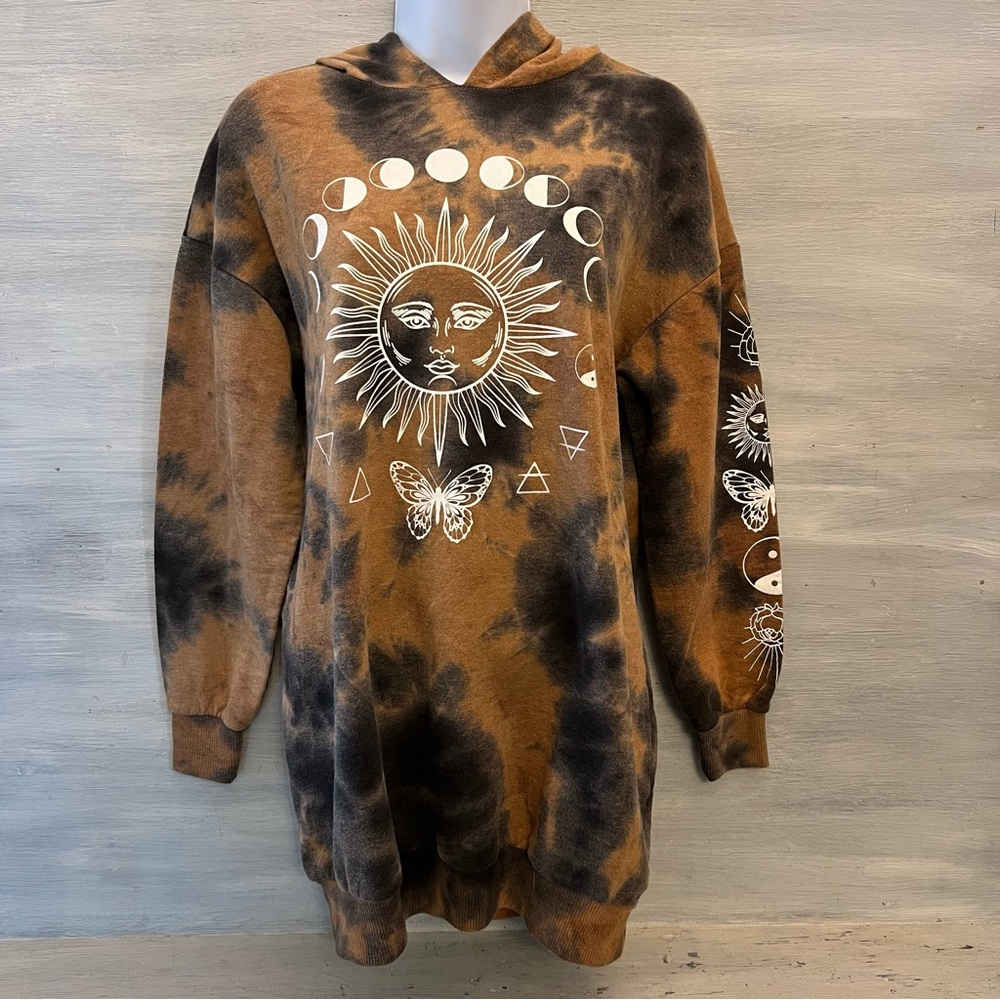 No Boundaries Tie Dye Graphic Print Oversized Pullover Hoodie Size Small(3-5) GC